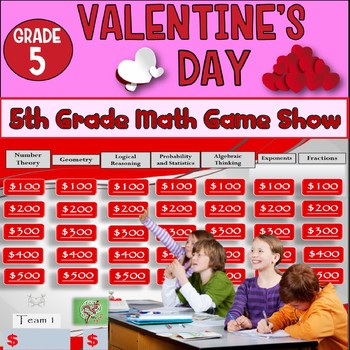 Preview of 5th Grade Valentines Math Game Show