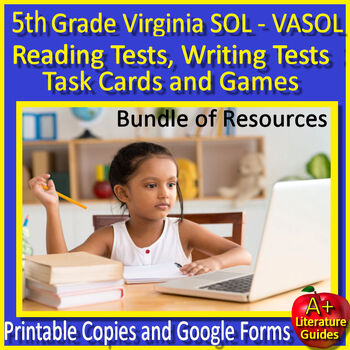 Preview of 5th Grade Virginia SOL Reading and Writing Practice Tests, Task Cards Games IRW