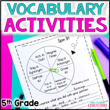 Preview of 5th Grade Vocabulary Activities for the Entire Year - Vocabulary Games & Centers