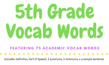 Preview of 5th Grade Vocabulary Cards