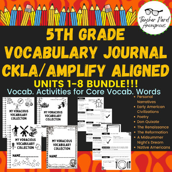 Preview of 5th Grade Vocabulary Journal BUNDLE! (CKLA Aligned) Units 1-8 BUNDLE!!!!