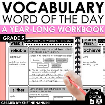 Preview of 5th Grade Vocabulary Activities | Word of the Day Full Year Academic Vocabulary