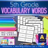 5th Grade Vocabulary Words Flash Cards Review Stations Cen