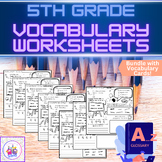 5th Grade Vocabulary Words Worksheet Interactive Notebook 