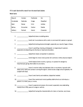 5th grade vocabulary worksheet pdf