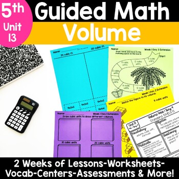 Preview of 5th Grade Volume Activities Worksheets and Lessons - Guided Math Unit 13