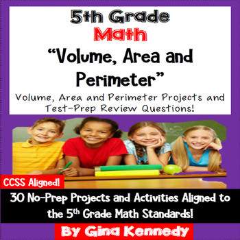 Preview of 5th Grade Volume, Area & Perimeter, 30 Enrichment Projects and 30 Problems