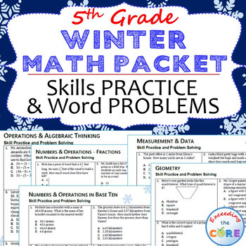 Preview of 5th Grade WINTER December MATH PACKET { COMMON CORE Assessment }