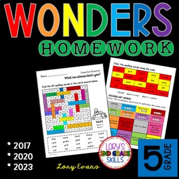 Preview of WONDERS Spelling Homework 5th Grade