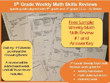 Preview of 5th Grade Weekly Skills Review #1