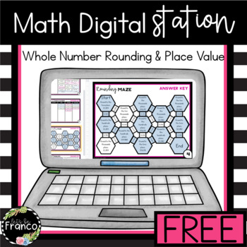 Preview of 5th Grade Whole Number Rounding & Place Value Digital Station -Distance Learning