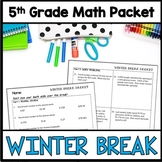 5th Grade Math Winter Break Packet, Christmas Break Packet