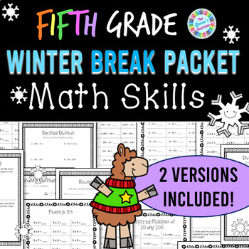Preview of 5th Grade Winter Break Math Packet | Christmas Break | Holiday Break | Snow Day