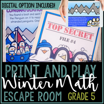 Preview of 5th Grade Winter Math Escape Room Activity | Decimals 