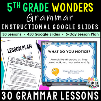 Preview of 5th Grade Wonders 2023, 2020 | Grammar Google Slides & Lesson Plan