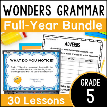 Preview of 5th Grade Wonders 2023 Grammar Bundle - Lessons, Posters, Activities, Worksheets