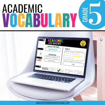 Preview of 5th Grade Word of the Week: Digital vocabulary activities for academic language