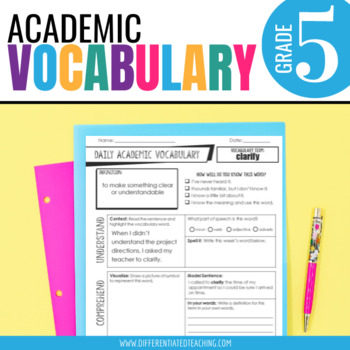 Preview of 5th Grade Word of the Week: Daily Vocabulary Activities for Academic Language