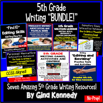 Preview of 5th Grade Writing BUNDLE Expository, Narratives, Prompts, Editing, PDF & Digital