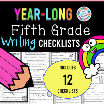 5th Grade Writing Checklists FULL YEAR BUNDLE! (adapted for distance ...