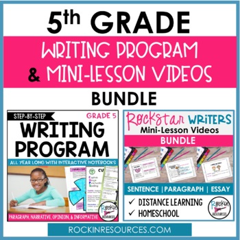 Preview of 5th Grade Writer's Workshop Program with Interactive Mini-Lesson Videos