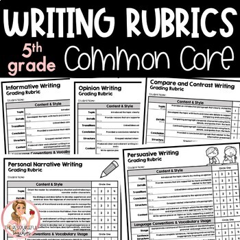 Preview of 5th Grade Writing Rubrics | Common Core Aligned