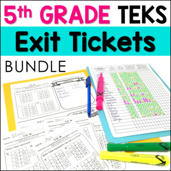 Preview of 5th Grade Math Exit Tickets - TEKS Standards Exit Slips Bundle