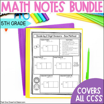 Preview of 5th Grade Year Long Math Notes - Long Division, Fractions, Decimals, and more