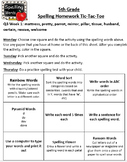5th Grade Year-Long Spelling Homework!