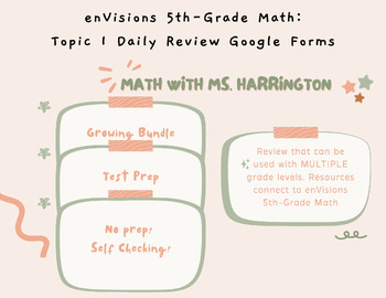 Preview of 5th Grade enVisions Math | Topic 1 BUNDLE | Topic 1 Daily Review Google Forms