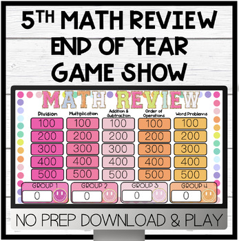 Preview of 5th Math End of Year Review Game Show | Jeopardy Style | Test Prep | No Prep