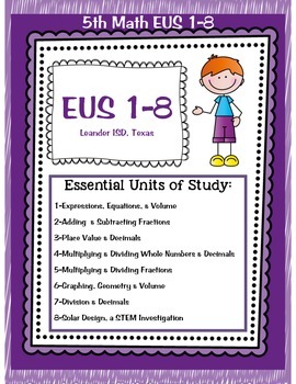 Preview of 5th Math TEKS EUS 1-8 for Leander ISD Texas
