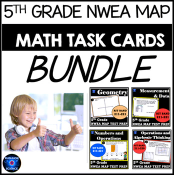 Preview of 5th Grade NWEA MAP MATH Test Prep Bundle, Task Cards, Practice Questions