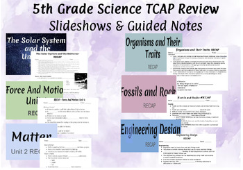 Preview of 5th Science End of Year State Test TCAP Review: RECAP Slideshows & Guided Notes