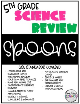 Preview of 5th Science GMAS Review SPOONS Game