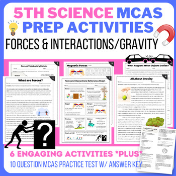 Preview of 5th Science MCAS Test Prep Activities (Forces, Gravity, & Interactions)