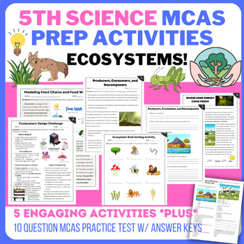 Preview of 5th Science MCAS Test Prep Activities & Practice (Ecosystems)