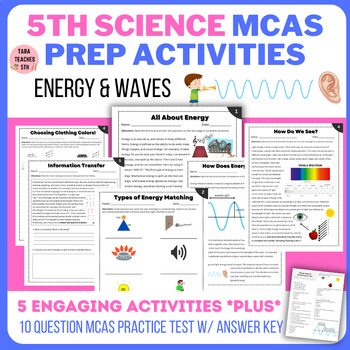 Preview of 5th Science MCAS Test Prep Activities & Practice (Energy & Waves)