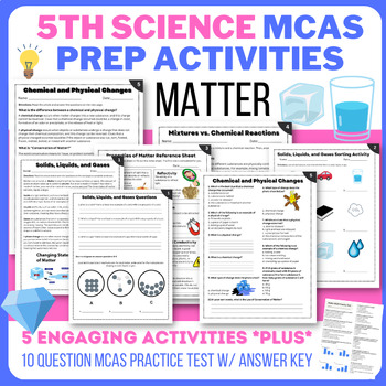 Preview of 5th Science MCAS Test Prep Activities & Practice (Matter)