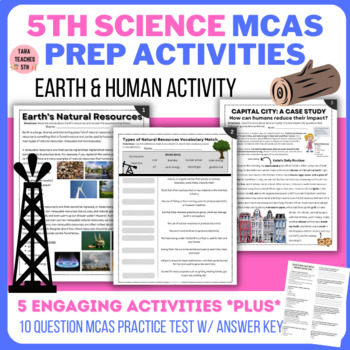 Preview of 5th Science MCAS Test Prep Activities & Practice Test (Earth & Human Activity)