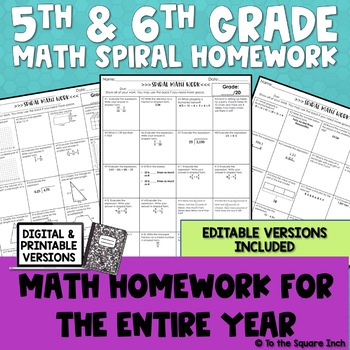 Preview of 5th and 6th Grade Math Homework