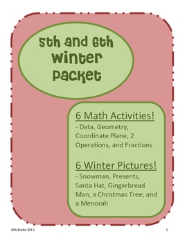 Preview of 5th & 6th - Large Winter/Christmas Packet - Math Coloring Pictures -6 Activities