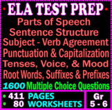 5th and 6th grade ELA Test Prep Bundle. 1600 MCQs. 80 Gram