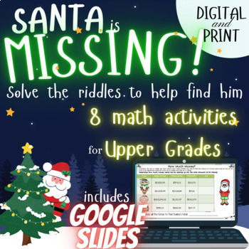 Preview of 5th grade 6th grade Christmas Math Activity: Digital Resource and Print NO PREP