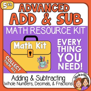 Preview of 5th grade Adding and Subtracting Fractions & Decimals Math Kit