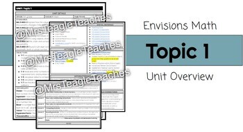 Preview of 5th grade Envisions Math Topic 1 Unit Overview