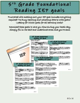 Preview of 5th grade Foundational Reading Skills IEP goals