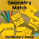5th grade Geometry Vocabulary Matching Game Task Cards