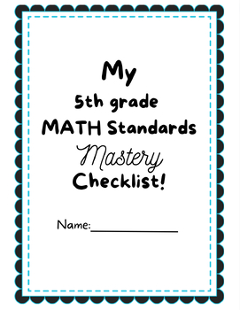 Preview of 5th grade LA Math Standards Mastery Checklist for STUDENTS! (or teachers)
