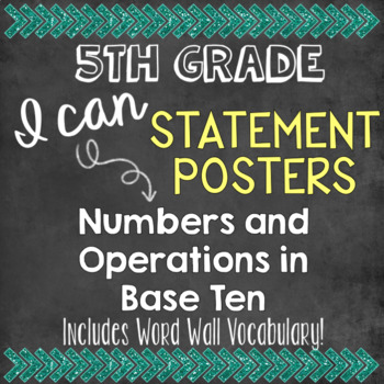 Preview of 5th Grade I Can Statements MATH Common Core Standards FREE